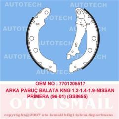 ARKA PABUÇ BALATA KANGOO 1.2 1.5DCİ 1.6 1.9 97 05 NISSAN PRIMERA 1.6 1.8 2.0TD 96-01 228x42