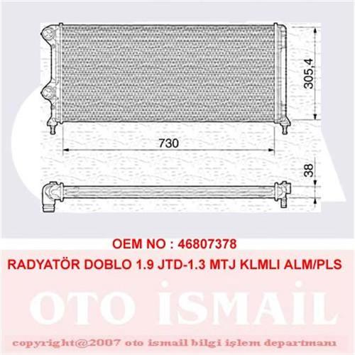 RADYATÖR DOBLO 1.9 JTD-1.3MTJ MEK AC KLİMASIZ 700x305x38 -46807378