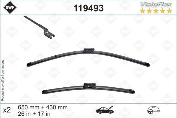 SİLECEK SÜPÜRGE TAKIMI PEUGEOT P508 2 09/18 DS9 20 SWF VisioFlex Flat Blade X2 650 430 mm