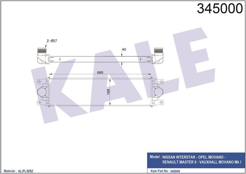 TURBO RADYATÖRÜ INTERCOOLER MASTER 2-MOVANO 2.5-2.8 DTI AL/PL/BRZ 678x175.3x40