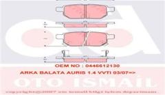 ARKA BALATA AURIS-COROLLA 1.4-1.6 VVTI 07-10 1.4D-4D-1.6 13 YARIS 1.0 VVTİ 06 1.8 VVTİ 07
