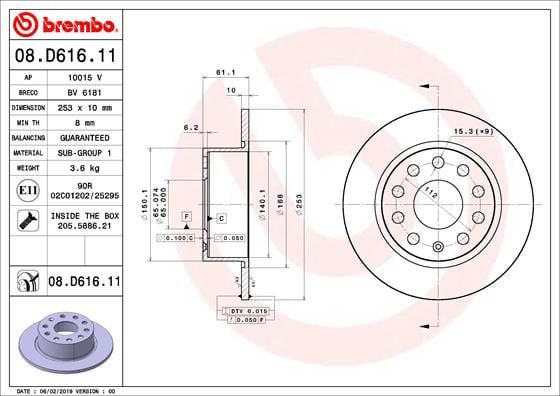 FREN DİSKİ ARKA SKODA OCTAVIA 3 12 20 253x10x61.4