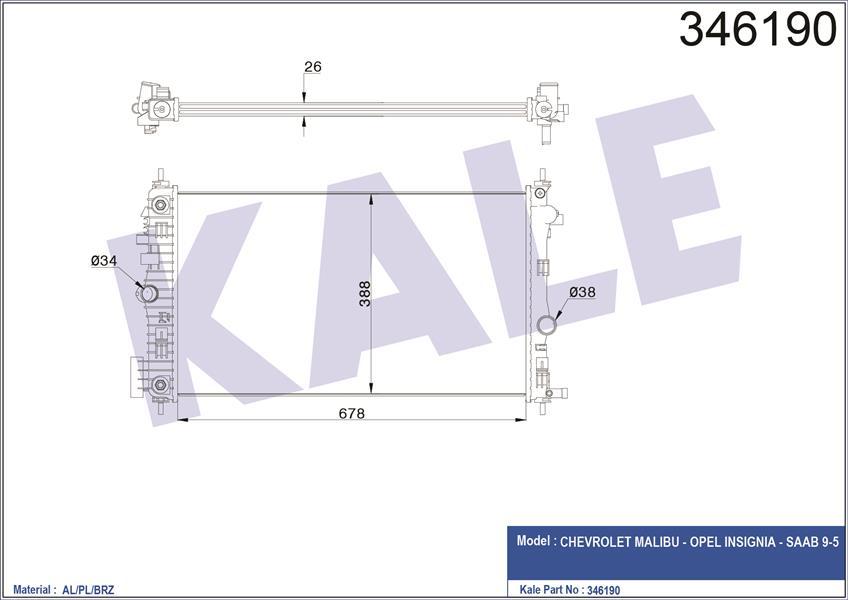 RADYATÖR OPEL INSIGNIA 2.0 CDTİ 08 OTOM.ŞANZ. KLİMALI AL/PL/BRZ