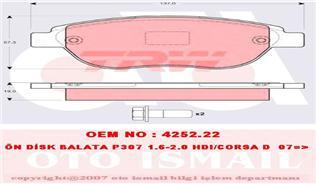 ÖN BALATA P207 06 P307 00 DOBLO 01 PARTNER 03 BERLINGO 00 C3 02 C4 04 XSARA 00