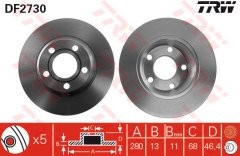 ÖN FREN AYNASI AUDI A4 1.6-1.9TDI 95/11.00 A4 Avant 1.6-1.8 20V-1.9TDI 95/9.01 280x13x5DL
