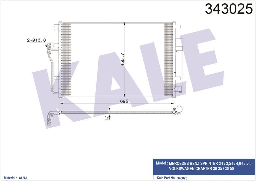 KLIMA RADYATORU MERCEDES SPRINTER B906 B907 B910 . VW CRAFTER 30-35-50