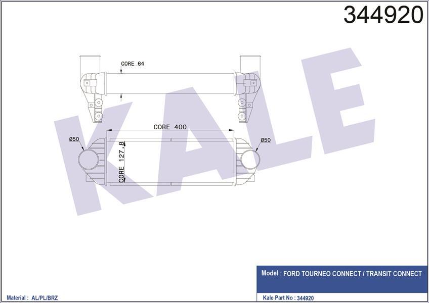 TURBO INTERCOLL RADYATORU TRANSİT CONNECT TC7 06 14 1.8DI 1.8 TDCI AL PL SYSTEM