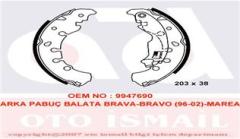 ARKA PABUÇ BALATA BRAVO BRAVA 1.2 1.6 1.8 1.9JTD 95-01 MAREA 1.4 1.6 1.8 1.9JTD 96-02 203x38