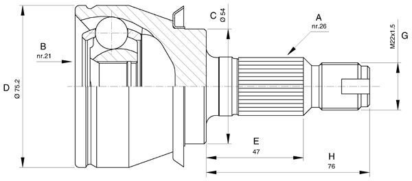 AKS KAFASI DIŞ MİNİ R50 1.4 COOPER ONE 00-06 R53 1.4 COOPER ONE 00-06 R52 COOPER ONE 04-07