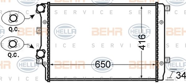 RADYATÖR VW CADDY 3 1.9 TDI 04-10 GOLF 5 1.4 TSI-1.9 TDI 04-08 AC KLİMASIZ ME K 650x416x34