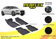 PERFLEX 3D X-MAT HAVUZLU PASPAS ÇEŞİTLERİ SİYAH AUDI A3 2004-2012 3D X-MAT 5 PCS