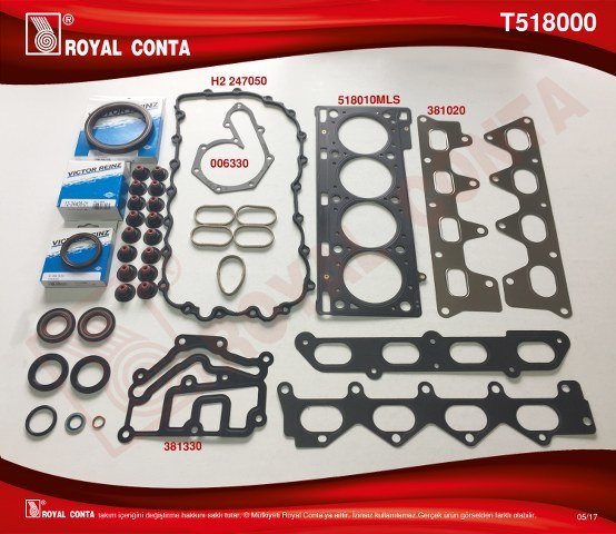 MOTOR TAKIM CONTA SİLİNDİR KAPAK CONTASI Lİ LAGUNA 2 2.0 16V F4R REİNZ KEÇELİ VE SUBAP LASTİKLİ