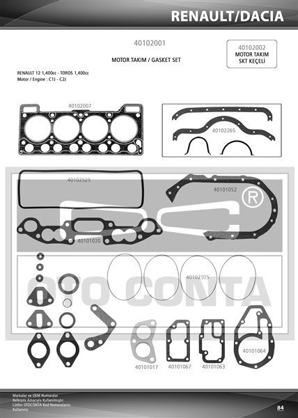 MOTOR TAKIM CONTASI R12 1400 SİLİNDİR KAPAK CONTASI 1.40mm / KEÇESİZ