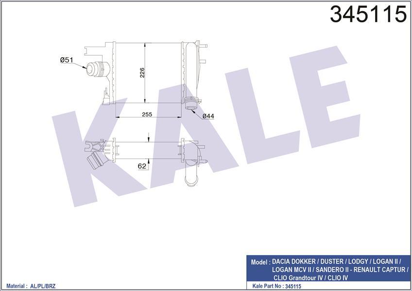 TURBO INTERCOOLER RADYATÖRÜ CLİO 4 SYMBOL 4 DOKKER LODGY 13-17