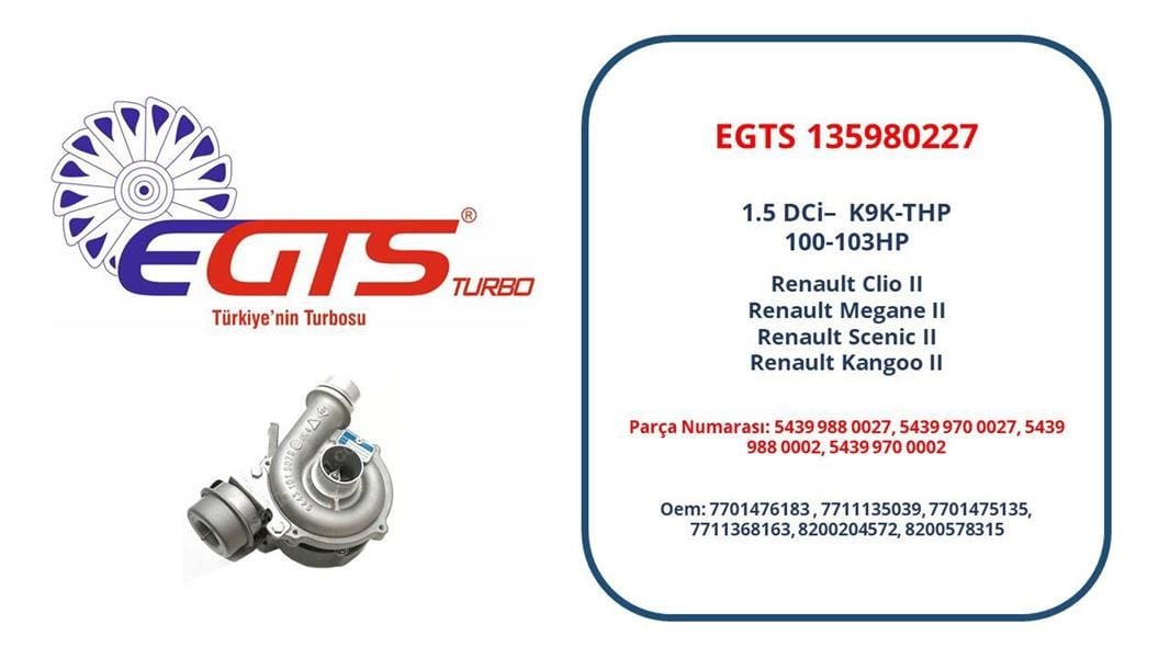 TURBO KOMPLE CLIO 2 1.5 DCI 01/04 -MEGANE 2 1.5 DCI 02/04 -SCENIC 2 1.5 DCI 04/04 101 BG
