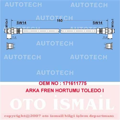 ARKA FREN HORTUMU R-L GOLF 1 76-92 -GOLF 2 83-92 -JETTA 1-2-TRANSPORTER 4 95-03 L 185MM
