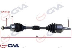 KOMPLE AKS SOL HYUNDAI ELANTRA 1.6L G4ED Benzinli 16v Otomatik vites 01-06 ABS li 25x25 - ABS 44 diş komple boy 654mm