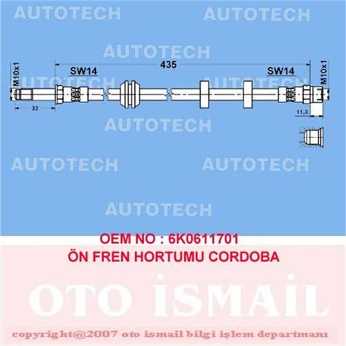 ÖN FREN HORTUMU CADDY 2 1.4-1.4 16V 95-04 GOLF 2 1.6 95-97 1.9 SDI-1.9 TDI 95-04
