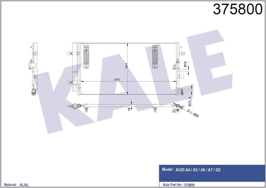 KLİMA KONDENSERİ A4-A5-A6-A7-Q5 AL/AL 645x344x16