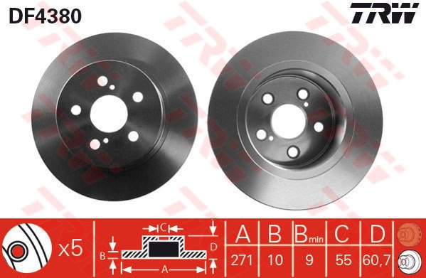 ARKA FREN AYNASI AVENSIS 1.8I 16V-1.6I 16V-2.0I 16V-2.0I 16V 00-03 271x10x5DL