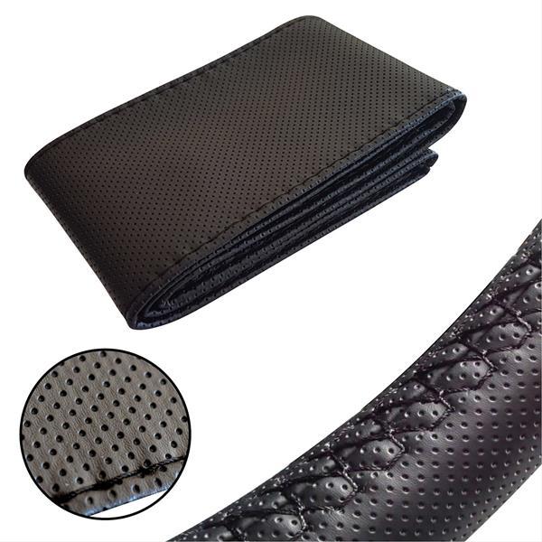 DİKİŞLİ DİREKSİYON KILIFI SİYAH DELİKLİ