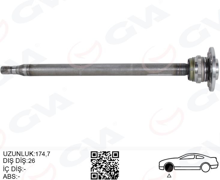 AKS MILI ARKA SOL INCE KISA 840mm MERCEDES SPRINTER B906 . VW CRAFTER 30-35-50 Z:26-29 PORYALI
