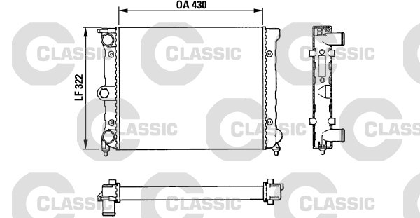 x RADYATÖR CLASSIC GOLF 1-2 74-92 -JETTA 1-2 78-91 -PASSAT 80 POLO 82-94 -SANTANA MEK 34x322x4