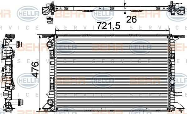 RADYATÖR AUDI A4 1.8TFSI-2.0TFSI/TDI 08 A5 1.8TFSI 08 Q5 2.0TFSI/TDI 09 720x477x26 Mek.Şnz
