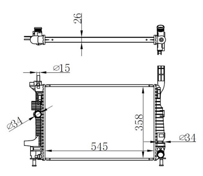 MOTOR SU RADYATORU FOCUS 3 1.5TDCI 1.6TDCI 95PS 115PS 12>YENI CONNECT 14> 1.5TDCI 1.6 TDCI OLCU 545 358 26 BRAZING