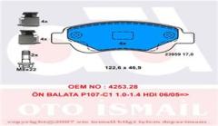 ÖN BALATA P107 06/05 P108 14 C1 1.0 1.4HDİ 6.05 1.0 1.2VTİ 14 TOYOTA AYGO 1.0 1.4 HDİ 7.05