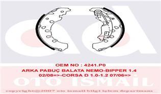 ARKA PABUÇ BALATA OPEL CORSA D 16> ADAM 14>18 PEUGEOT BIPPER 08> P605 90> CITROEN NEMO 08> FIAT FIOR INO 08> PANDA 09>PUNTO 05> 203x38 GS8739
