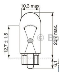 1987302241 AMPUL ECO 12V WY5W SARI DİPSİZ GÖSTERGE W2.1x9.5d