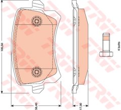 ARKA BALATA CADDY-TIGUAN-PASSAT-A6-Q3 11 GDB1763 WVA 24483 105.5X56.4X17 MM