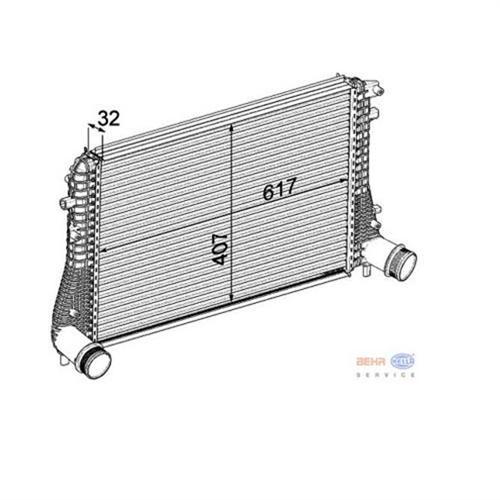 TURBO RADYATÖRÜ INTERCOOLER GOLF VI-JETTA-SCIROCCO-TOURAN-CADDY-OCTAVIA-A3-1.6-2.0 TDI 617x407x32