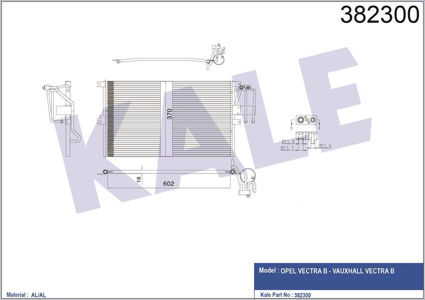 KLİMA KONDENSERİ VECTRA B AL/AL 625x370x20
