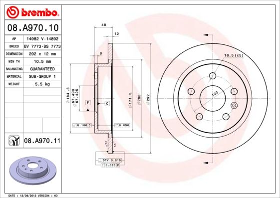ARKA FREN AYNASI INSIGNIA A 08 SAAB 9-5 YS3G 10 16 JANT 292x12x5DL DOLU