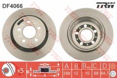 ARKA FREN AYNASI VOLVO S60 01-10 S70 01-05 S80 98-06 XC70 00-07 288x12x5DL DELYKLY 986478495-DF4066