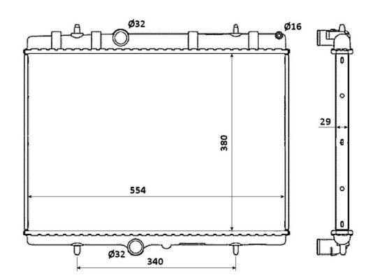 RADYATÖR 307-407-C4-C5-BERLINGO-PARTNER1.6-1.8-2.0 HDİ AC KLİMASIZ MEK 380x552x26