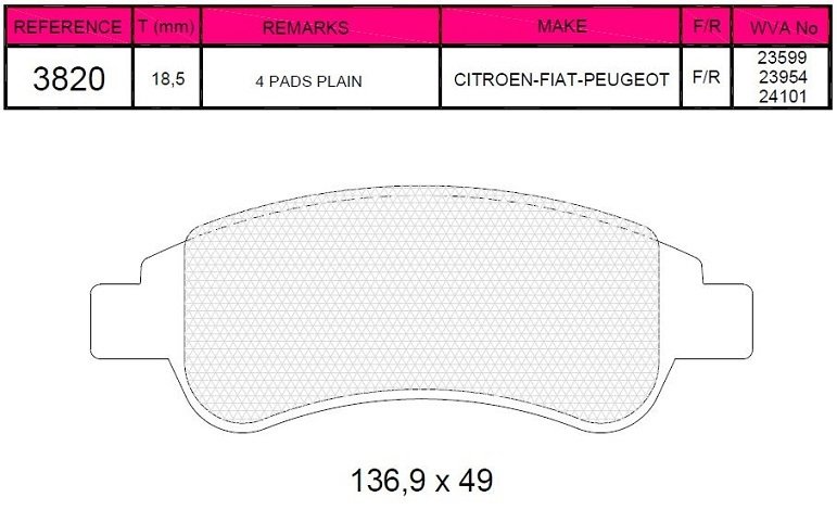 ARKA BALATA DUCATO-JUMPER-BOXER 2.0D-2.3D-3.0D-HDİ 07 ÇİFT FİŞLİ