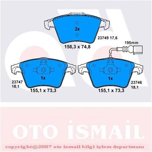 ÖN BALATA TRANSPORTER T5 03-09 17 JANT 0986TB2462