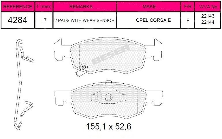 ÖN BALATA OPEL CORSA 1.0-1.2-1.4-1.4T 14