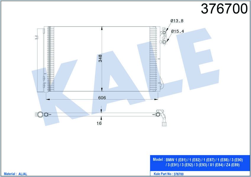 KLIMA RADYATORU BMW E81 E82 E87 E88 E90 E91 E92 E93 E84 Z4 E89 M47 N47 M57 N57 N54 N55