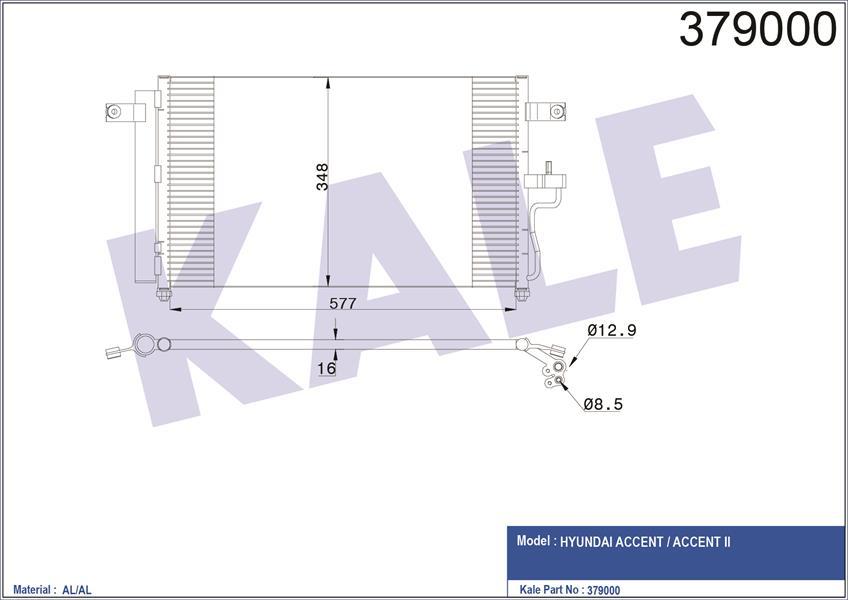 KLİMA KONDENSERİ ACCENT-ACCENT 2 AL/AL 597x360x16