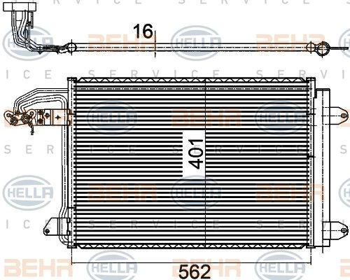 KLİMA KONDENSERİ KURUTCU İLE A3-LEON-TOLEDO-OCTAVIA-CADDY 3-GOLF 5-VI-JETTA 4-TOURAN 562x401x16