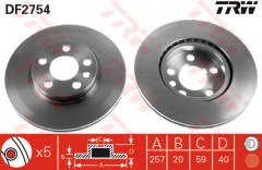 ÖN FREN AYNASI EXPERT 96- JUMPY 95- SCUDO 96- 1.6i-1.9D-2.0HDİ HAVALI 257x20x5DL