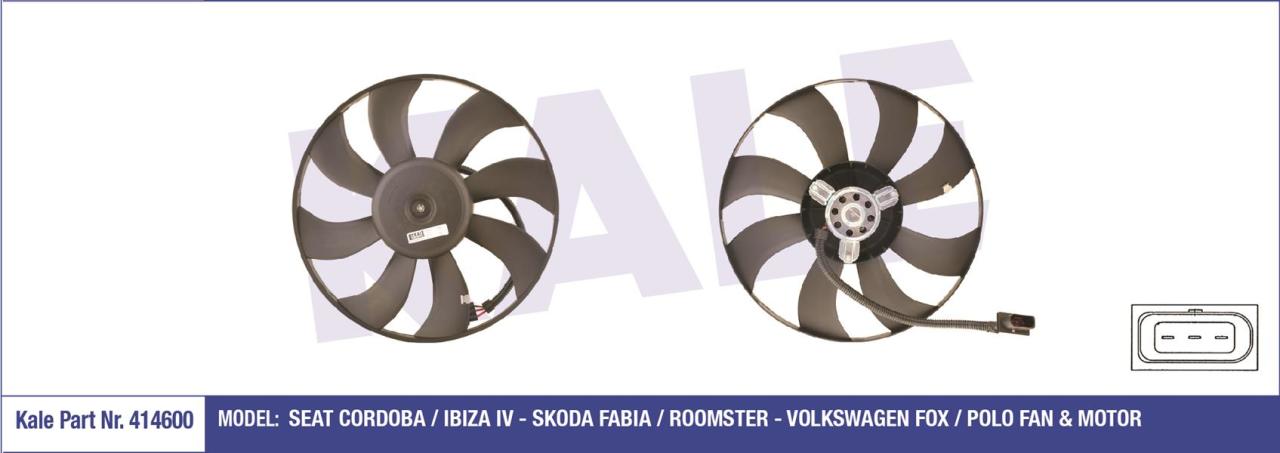 FAN MOTORU DAVLUMBAZLI SEAT CORDOBA-IBIZA-SKODA FABIA-POLO 130-60W-394mm 2001-2009
