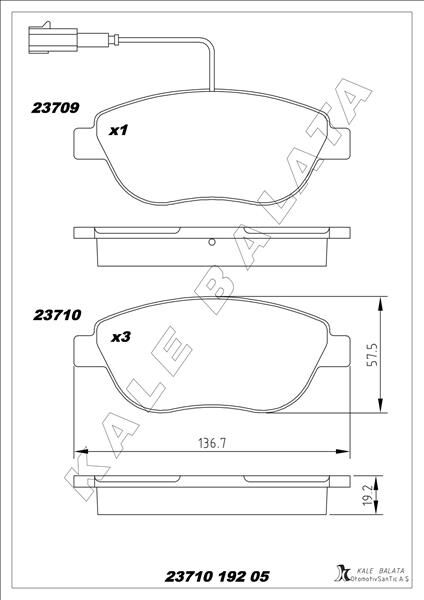 ÖN FREN BALATASI OPEL COMBO D 12 PUNTO EVO 1.3-1.4-1.6D MTJ 09 500-500C 1.3DMJ 10 GRANDE PUNTO 1.6DMTJ 09