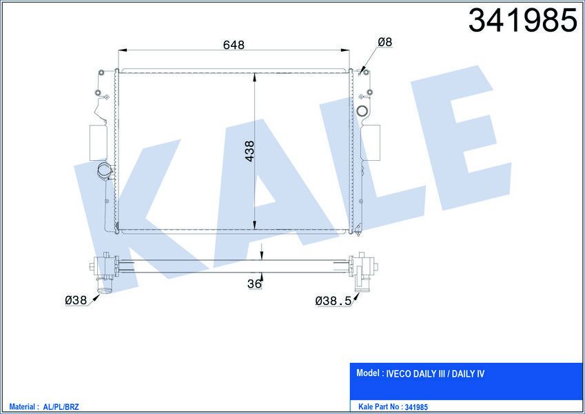 SU RADYATÖRÜ IVECO DAILY 3-4 06-11 MT BRAZING 648x438x36 500039637