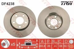 ÖN FREN AYNASI VOLVO S60 00-10 S80 98-06 V70 97-07 XC70 00-07 285x5DL KÜÇÜK TİP