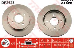 x ARKA FREN DİSKİ MONDEO 1.6i 16V-1.8İ 16V-2.0İ 16V 93-96 252.6x20x4DLxHAVA